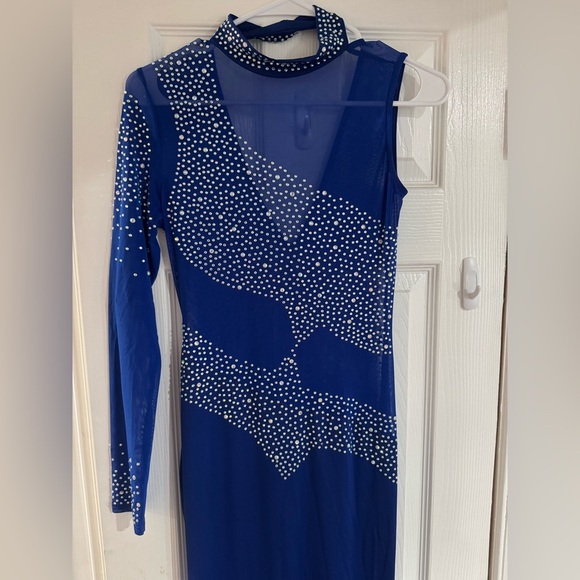 Elegant Blue Women's Dress - Picture 8 of 13